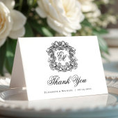 エレガントヴィンテージモノグ結婚ラムの紋章 サンキューカード