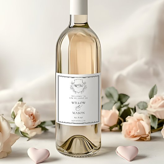 エレガントヴィンテージモノグ結婚ラム ワインラベル