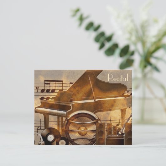 エレガントヴィンテージユニセックス音楽リサイタル招待状 招待状 (スタンド正面)