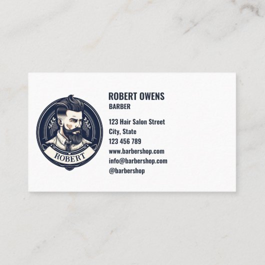 エレガントヴィンテージユニーク理容師ショップヘア 名刺 (裏面)