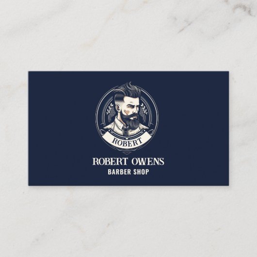 エレガントヴィンテージユニーク理容師ショップヘア 名刺 (正面)