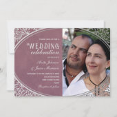 エレガントヴィンテージラグジュアリー結婚パープルズ 招待状 (正面)