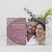 エレガントヴィンテージラグジュアリー結婚パープルズ 招待状 (スタンド正面)