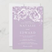 エレガントヴィンテージラベンダーフローラ結婚ズ 招待状 (正面)