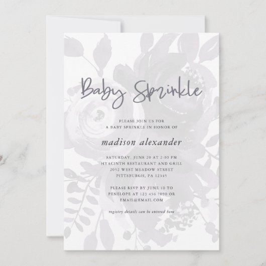 エレガントヴィンテージルックフローラベビー散布 招待状 (正面)