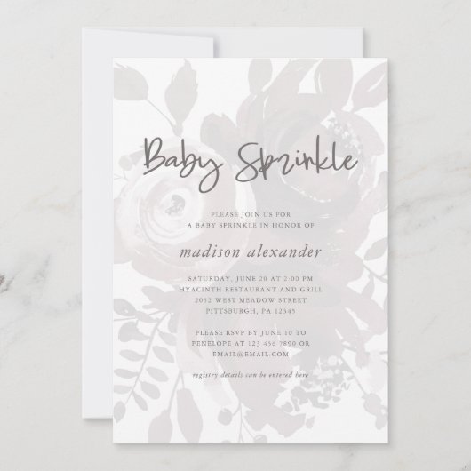エレガントヴィンテージルックフローラベビー散布 招待状 (正面)