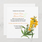 エレガントヴィンテージルドー結婚テ黄色い花 招待状 (正面/裏面)