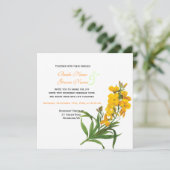 エレガントヴィンテージルドー結婚テ黄色い花 招待状 (スタンド正面)