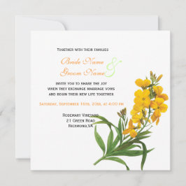 エレガントヴィンテージルドー結婚テ黄色い花 招待状