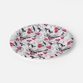 エレガントヴィンテージレッドブラック装飾フローラつる植物 ペーパープレート (アングル)