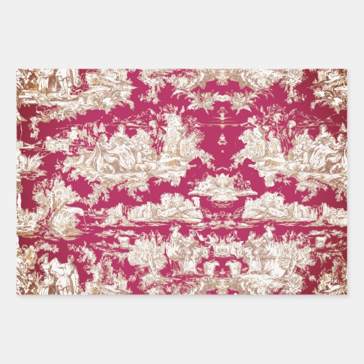 エレガントヴィンテージレッド湖トイレデジュイ ラッピングペーパーシート (正面)