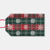 エレガントヴィンテージレッド&グリーン雪片の写真 ギフトタグ (裏面横)