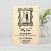 エレガントヴィンテージレトロオールド素朴結婚カップル 招待状 (スタンド正面)