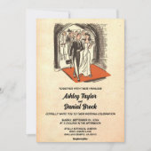 エレガントヴィンテージレトロオールド素朴結婚カップル 招待状 (正面)