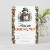 エレガントヴィンテージレトロクラシックかわいい雪だるま 招待状 (スタンド正面)