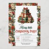 エレガントヴィンテージレトロクラシッククリスマスプレゼント 招待状 (正面/裏面)