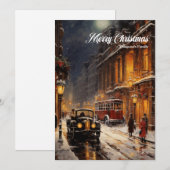 エレガントヴィンテージレトロクラシックナイトクリスマスシティ シーズンカード (正面/裏面)