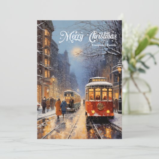 エレガントヴィンテージレトロクラシックナイトクリスマスシティ シーズンカード (スタンド正面)