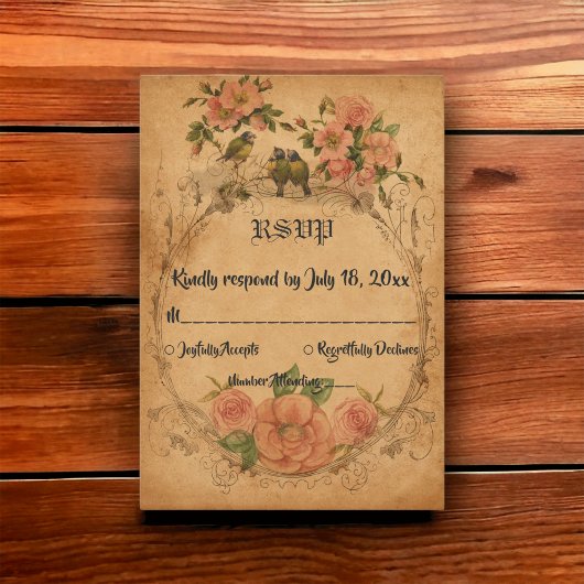 エレガントヴィンテージレトロクラシー旧クラシック結婚ズ 出欠カード