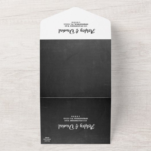 エレガントヴィンテージレトロシャルボ結婚ードスクリプト オールインワン招待状 (外側)