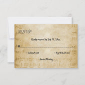 エレガントヴィンテージレトロシートMusic Note結婚の 出欠カード (正面)