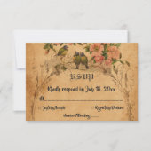 エレガントヴィンテージレトロ旧アールデコ素朴結婚の 出欠カード (正面)