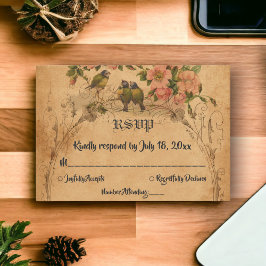 エレガントヴィンテージレトロ旧アールデコ素朴結婚の 出欠カード