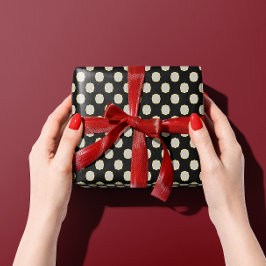 エレガントヴィンテージレトロ白黒水玉模様 ラッピングペーパー