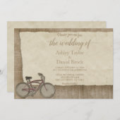エレガントヴィンテージレトロ素朴ウッド結婚ズ 招待状 (正面/裏面)