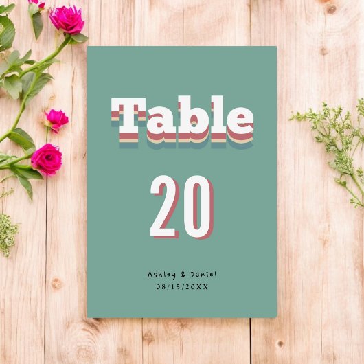 エレガントヴィンテージレトロ70s Groovyモダンの結婚 テーブルナンバー