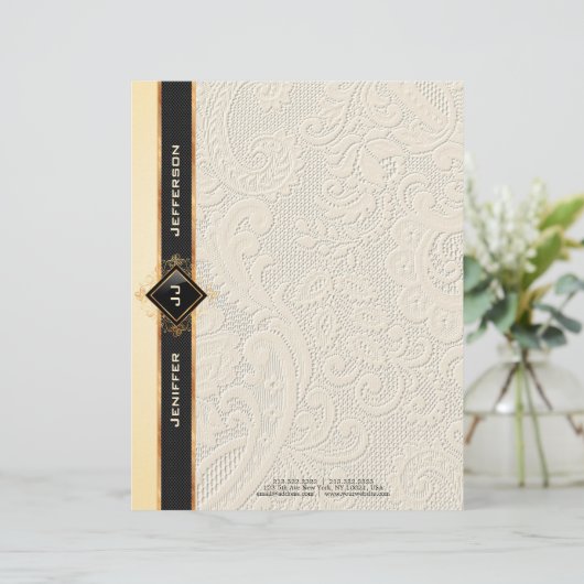 エレガントヴィンテージレーステクスチャ文房具紙 レターヘッド (スタンド正面)