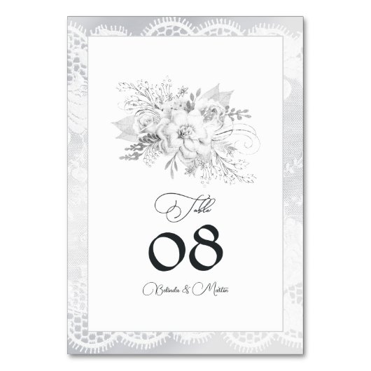 エレガントヴィンテージレース結婚フローラ テーブルナンバー (正面)