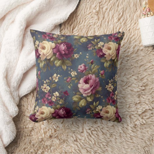 エレガントヴィンテージロスタイリッシュマンティックフローラシック クッション (ブランケット)