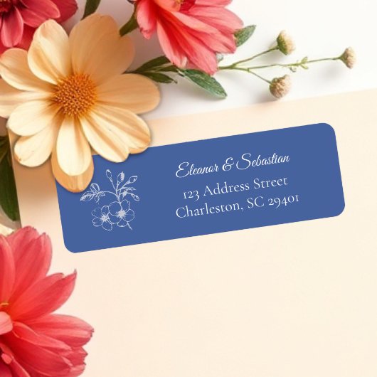 エレガントヴィンテージロマンスダスティブルーフローラ結婚ズ ラベル