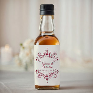 エレガントヴィンテージロマンスブルガン結婚ディズミニ リキュールボトルラベル