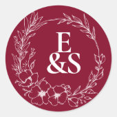 エレガントヴィンテージロマンスブルゴーニュ結婚モノグラム ラウンドシール (正面)