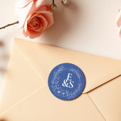 エレガントヴィンテージロマンスブルーモノグラム結婚ズ ラウンドシール