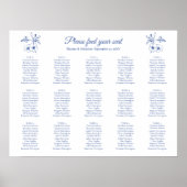 エレガントヴィンテージロマンス結婚ブルーの座席表 ポスター (正面)