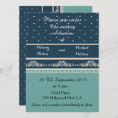 エレガントヴィンテージロマンチックなダマ結婚スク水玉模様 招待状 (正面/裏面)