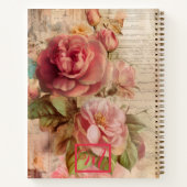 エレガントヴィンテージロマンチックなピンクのフローラ ノートブック (裏面)