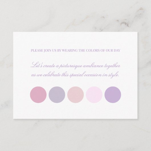 エレガントヴィンテージロマンチックなピンク紫色のカラーパレット エンクロージャーカード (正面)