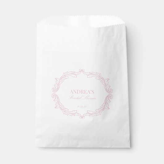 エレガントヴィンテージロマンチックピンクブライダルシャワー フェイバーバッグ (正面)
