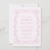 エレガントヴィンテージロマンチックピンクブライダルシャワー 招待状 (正面)