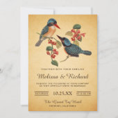 エレガントヴィンテージロマン鳥結婚式招待状 招待状 (正面)