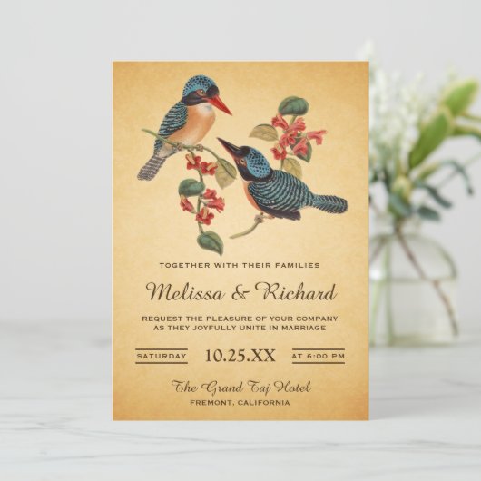 エレガントヴィンテージロマン鳥結婚式招待状 招待状 (スタンド正面)