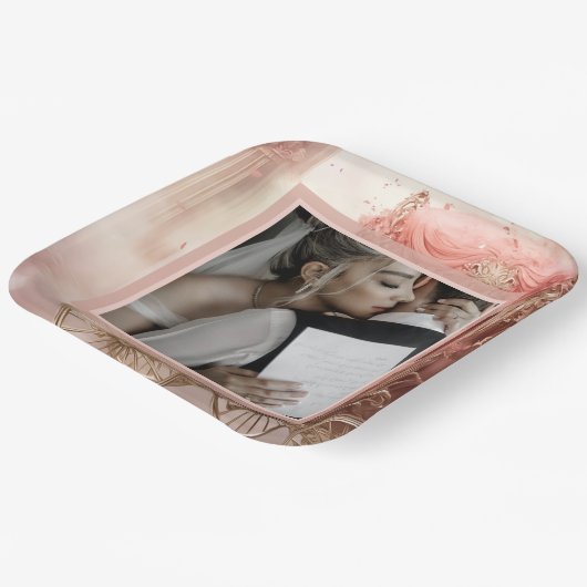 エレガントヴィンテージロマ結婚ティック ペーパープレート (傾斜あり)