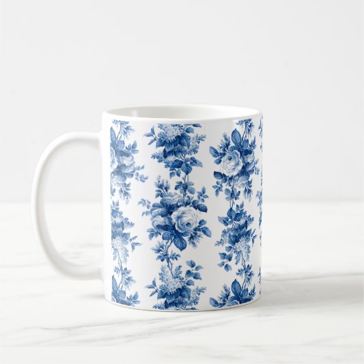 エレガントヴィンテージ中国ブルーバラ コーヒーマグカップ (左)