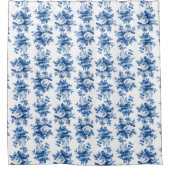 エレガントヴィンテージ中国ブルーバラ シャワーカーテン (正面)