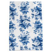 エレガントヴィンテージ中国ブルーバラ ミディアムペーパーバッグ (裏面)