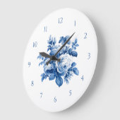 エレガントヴィンテージ中国ブルーバラ ラージ壁時計 (傾斜)